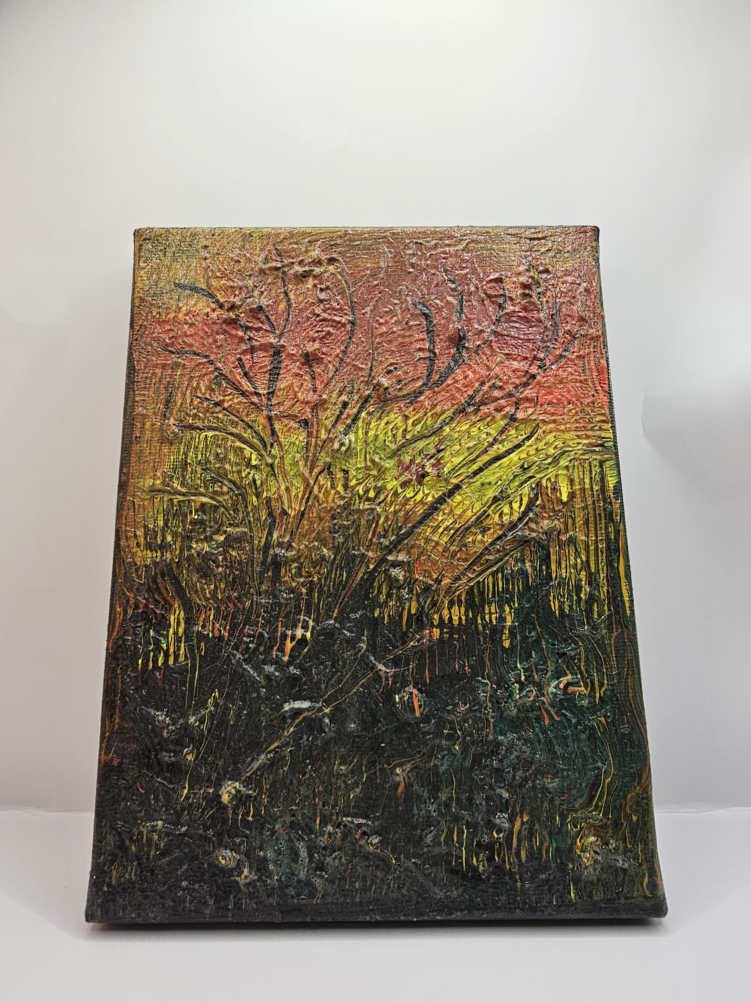 Bijutricotaje.ro | Tablou Handmade de Colecție „Erupție de Energie” – Pictură Abstractă cu Textură 3D, 18x24 cm
