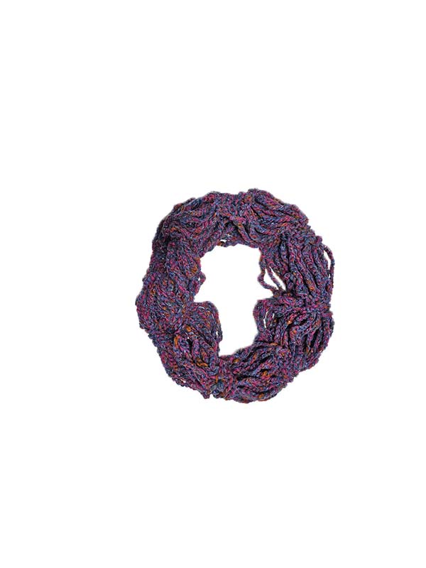 Bijutricotaje.ro | Fular circular unicat tricotat manual cu fir de bumbac și lurex