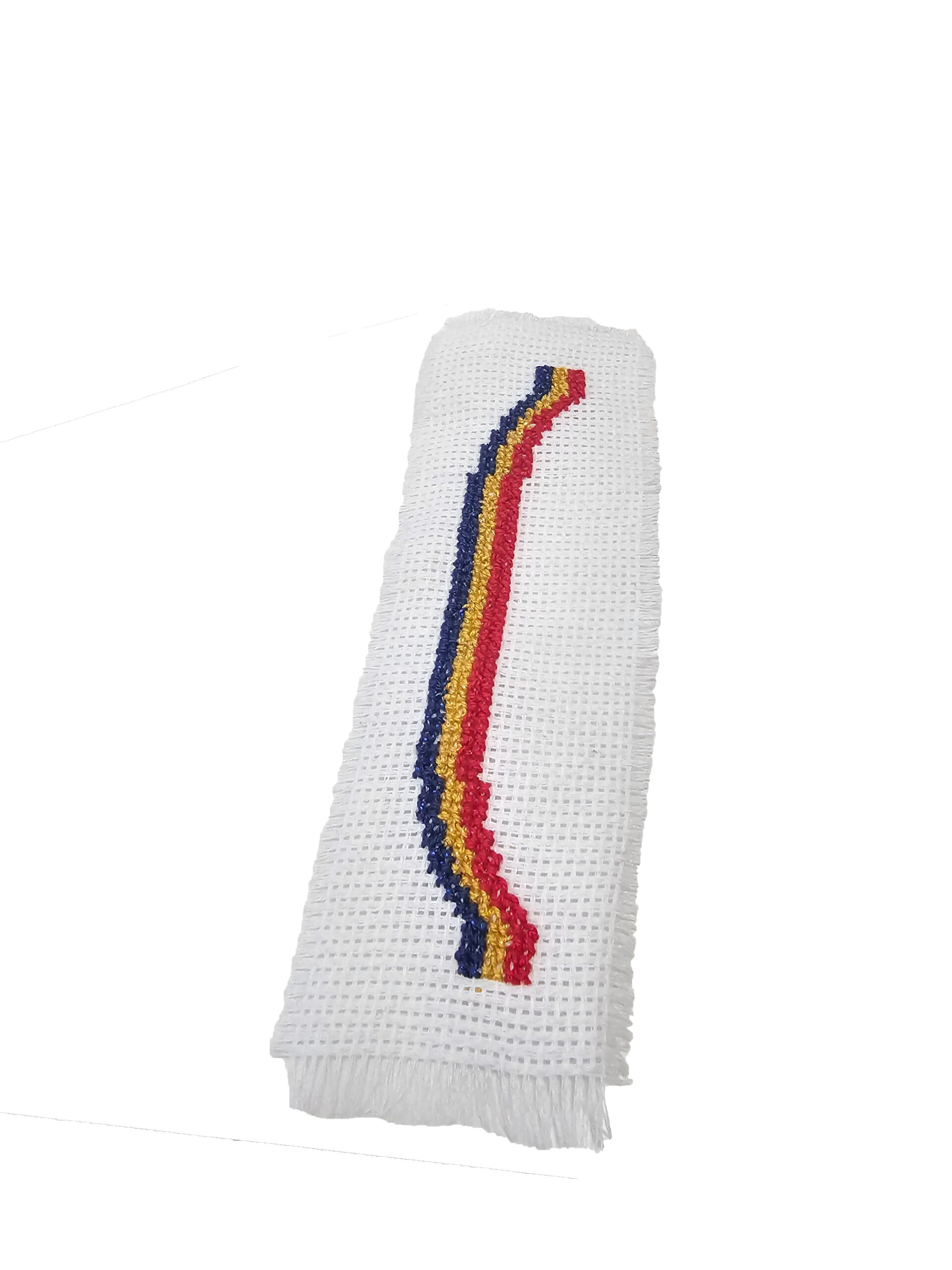 semn de carte tricolor cusut pe etamina