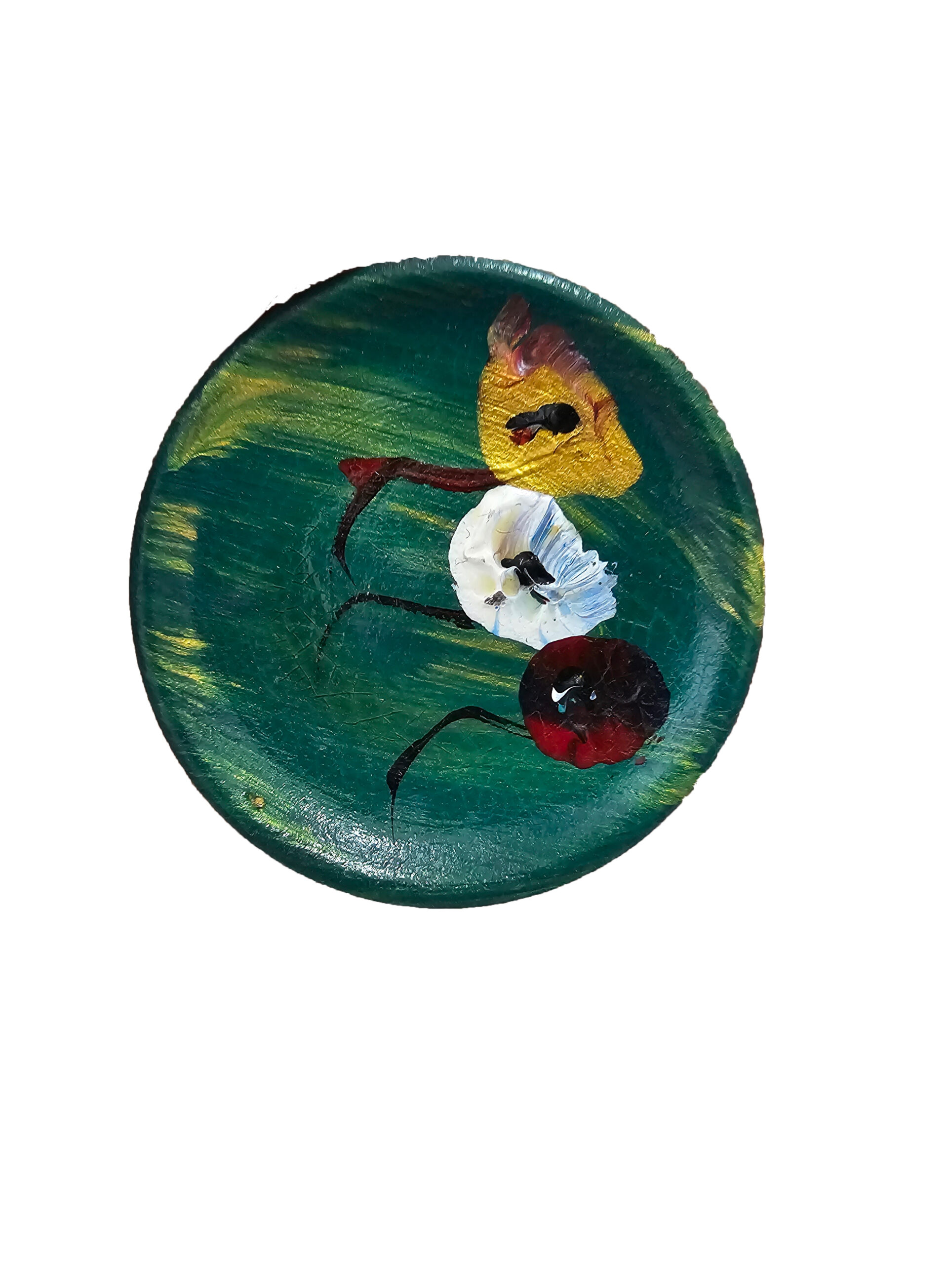 Bijutricotaje.ro | Magnet pictat verde din ceramică arsă