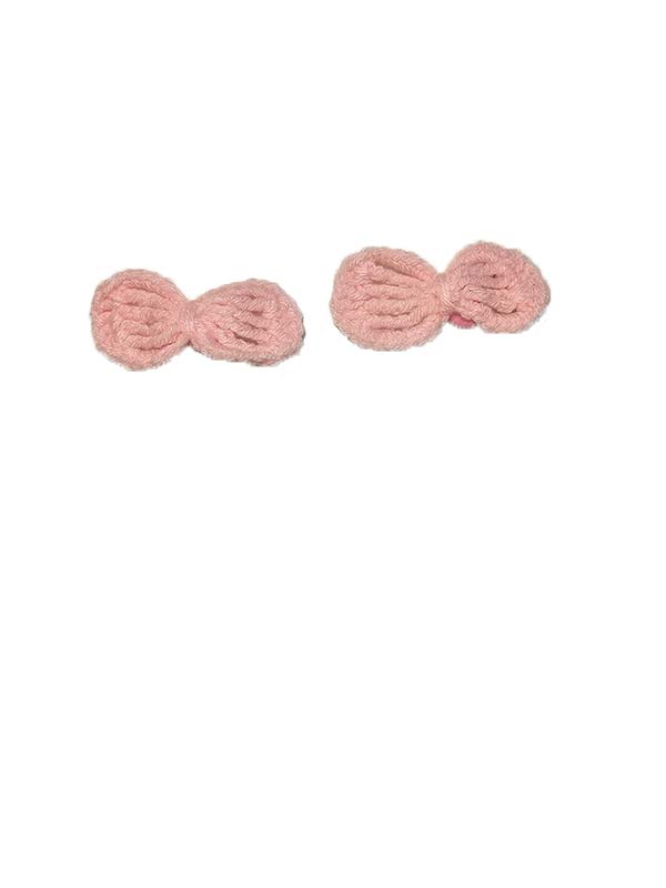Bijutricotaje.ro | Set două clame de păr cu fundițe croșetate manual roz