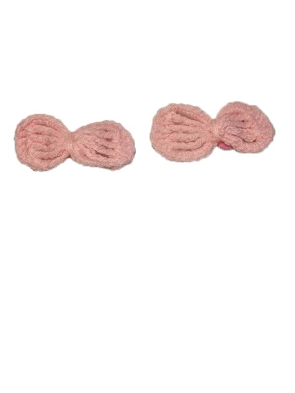 Bijutricotaje.ro | Set două clame de păr cu fundițe croșetate manual roz