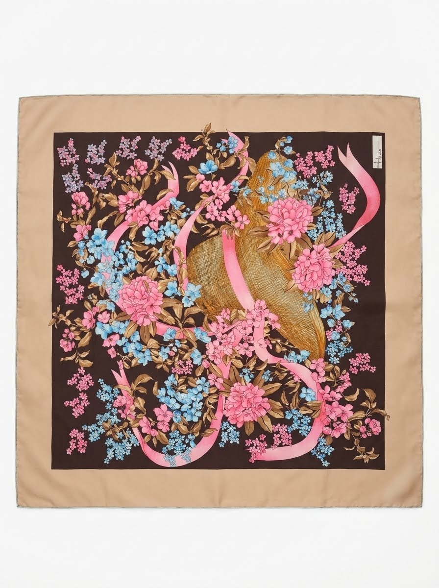 Bijutricotaje.ro | Eșarfă elegantă din mătase cu imprimeu floral 85 x 85 cm