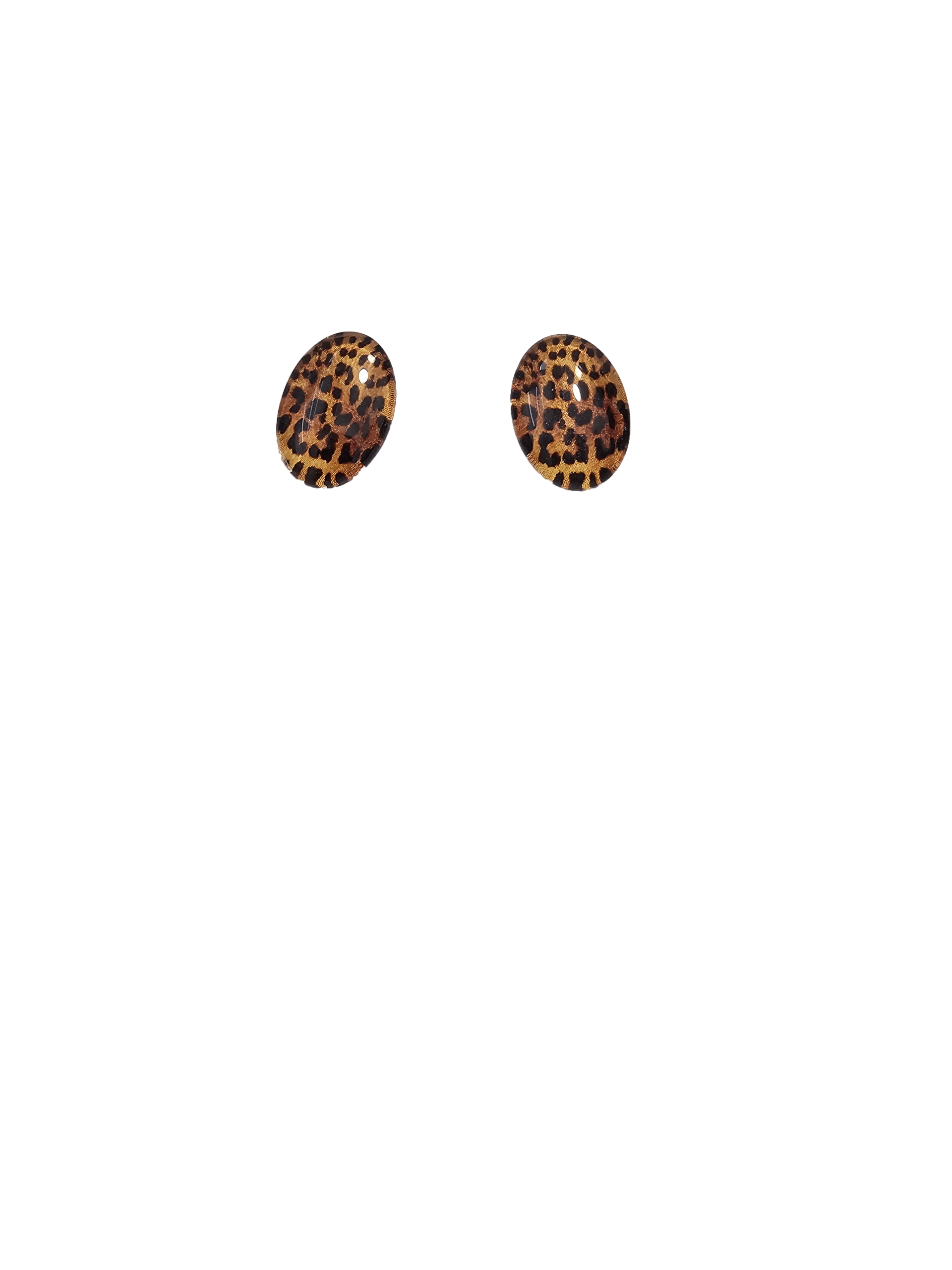 Bijutricotaje.ro | Cercei ovali din sticlă cu imprimeu leopard