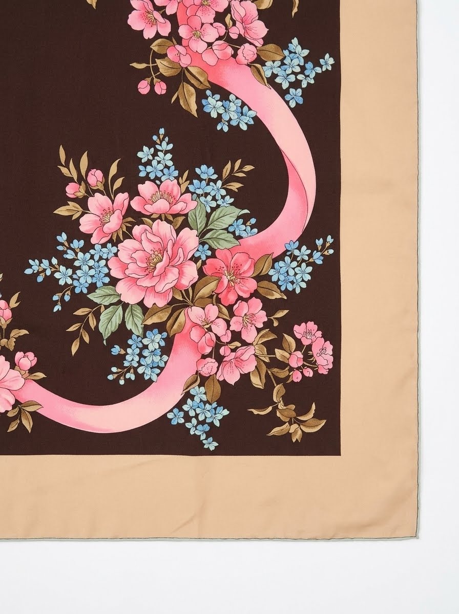 Bijutricotaje.ro | Eșarfă elegantă din mătase cu imprimeu floral 85 x 85 cm