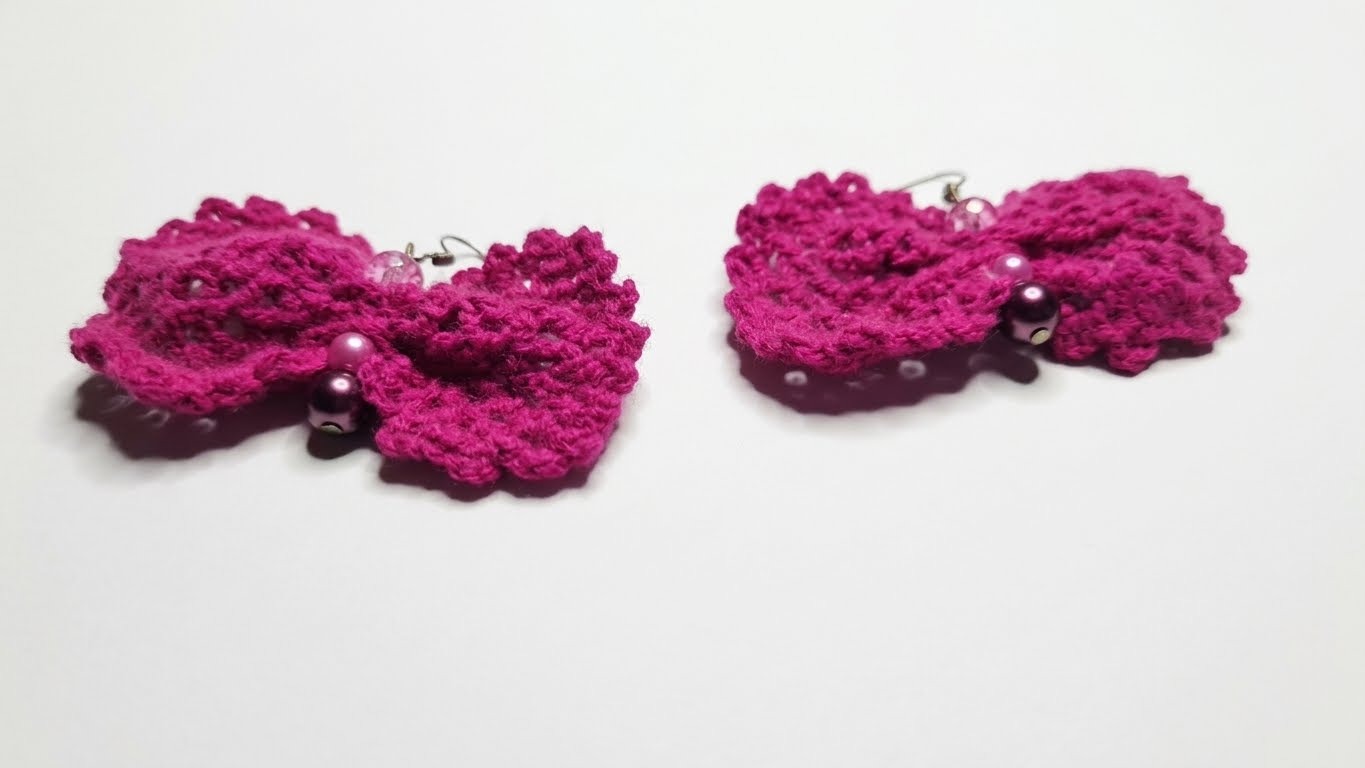 Bijutricotaje.ro|Cercei croșetați de culoare roz fuchsia