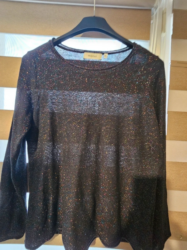 Bijutricotaje.ro | Bluză neagră Yessica (C&A) cu sclipici multicolor, mărimea L