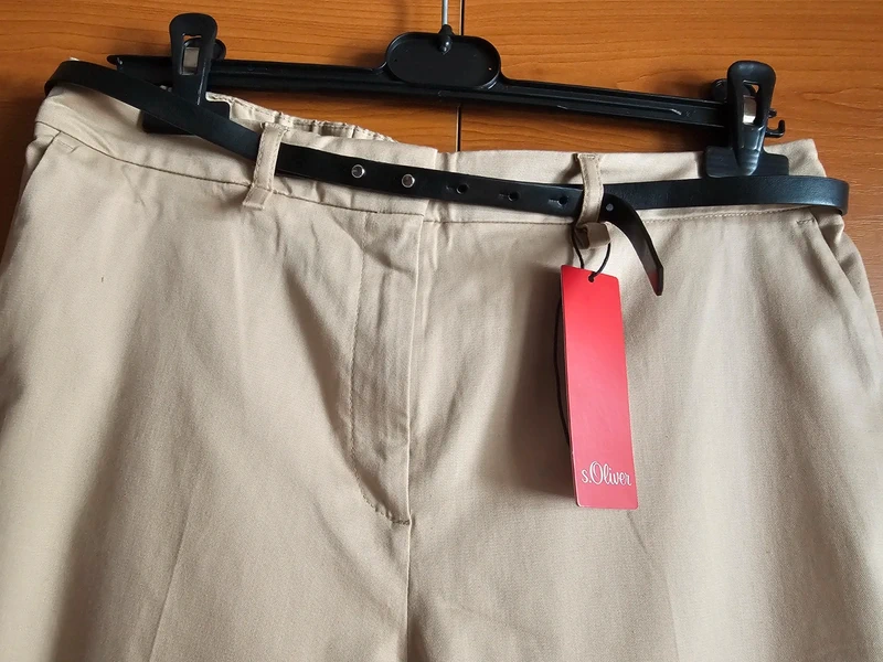 Bijutricotaje.ro | Pantaloni bej s.Oliver noi cu etichetă curea cadou marime 40