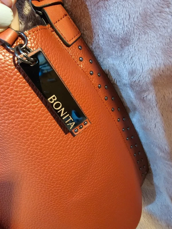 Bijutricotaje.ro | Geantă crossbody Bonita coniac / maro-teracotă cu ținte