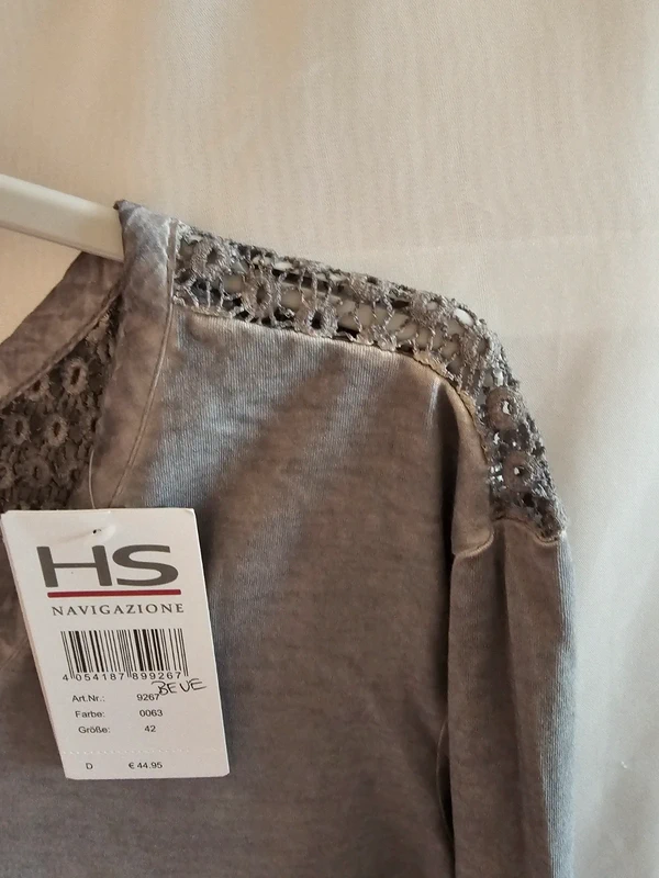 Bijutricotaje.ro | Bluza bumbac gri dantelata