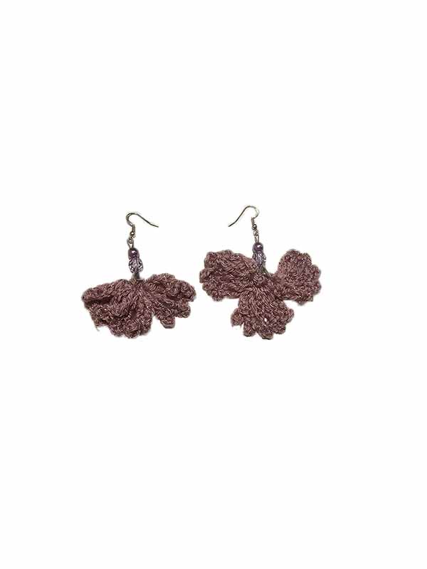 Bijutricotaje.ro|Cercei croșetați movi cu lurex