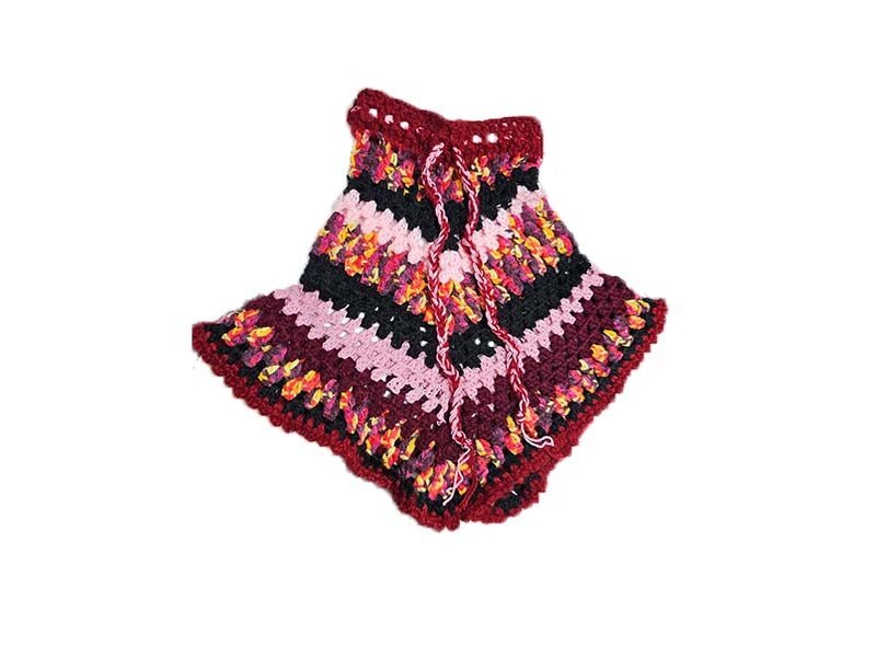 Bijutricotaje.ro | Fustă Mini Tricotată Manual Boho Chevron cu Șnur Reglabil