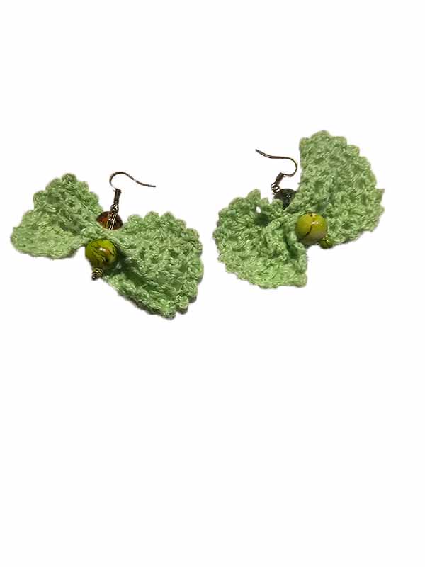 Bijutricotaje.ro|Cercei croșetați de culoare verde