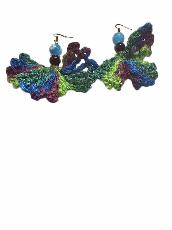 Bijutricotaje.ro | Cercei fluturi croșetați multicolor