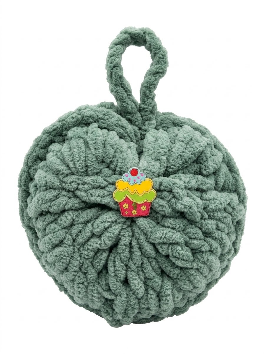 Bijutricotaje.ro | Inimă Pufoasă din Catifea „Atelierul Marc” – Glob de Crăciun sau Perniță pentru Ace (11 x 13 cm)