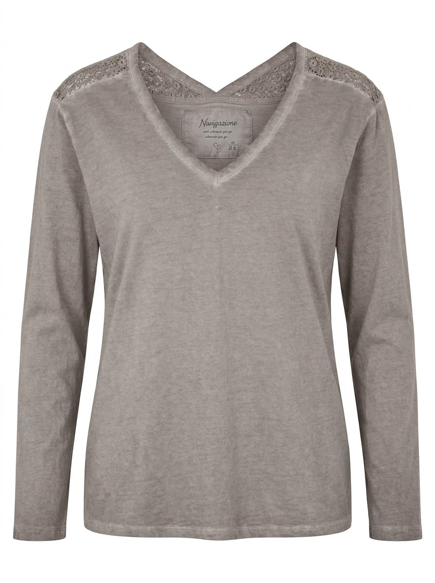 Bijutricotaje.ro | Bluza bumbac gri dantelata