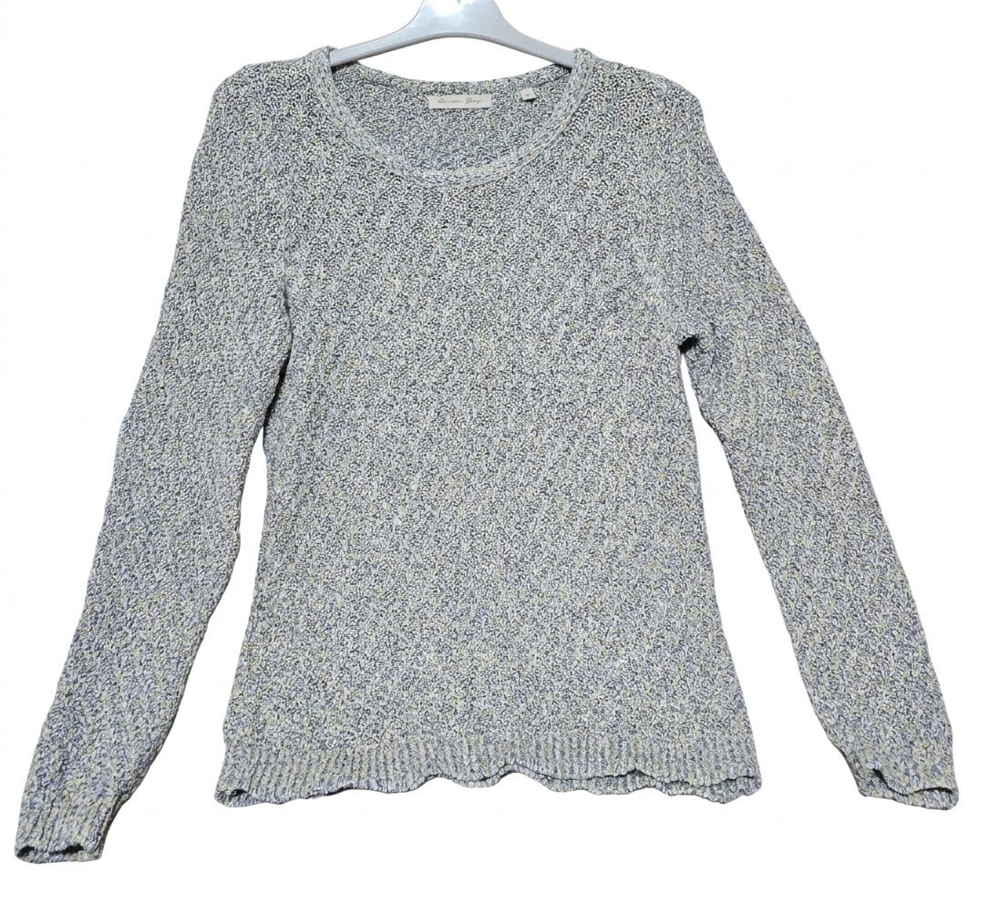 Bijutricotaje.ro | Pulover multicolor melanj tricotat din bumbac cu fir texturat