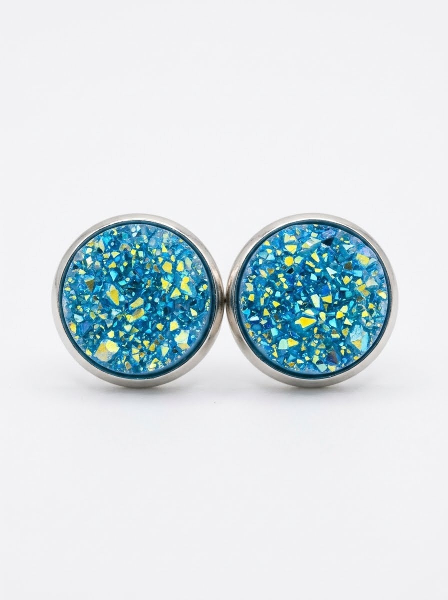 Bijutricotaje.ro | Cercei geode glitter albastru